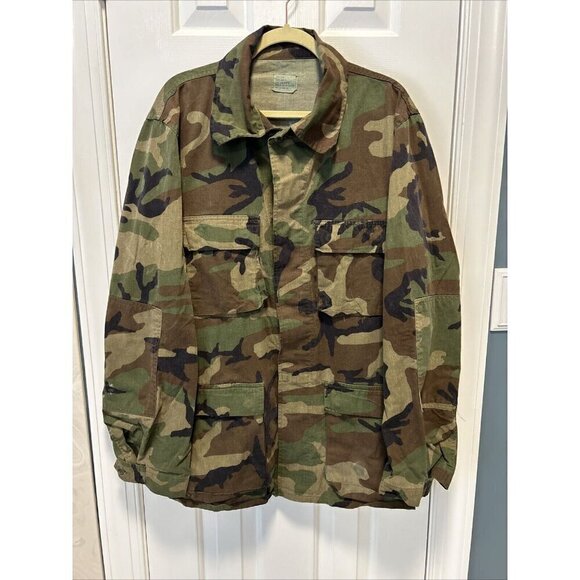 Variety Other - US Army Surplus BDU Hot Weather Woodland Camo Field Coat Size Large Long Costume